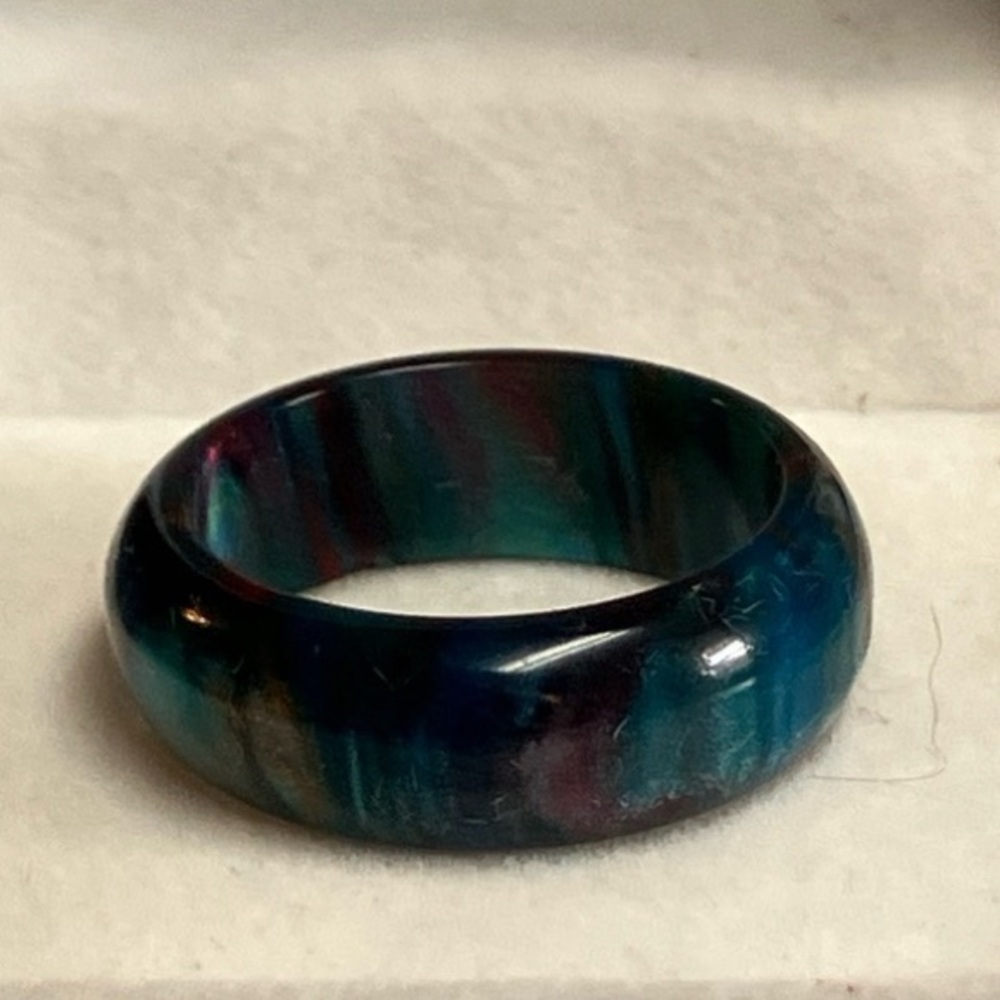 Genuine 100% NATURAL Jade Agate Multicolor Ring Band